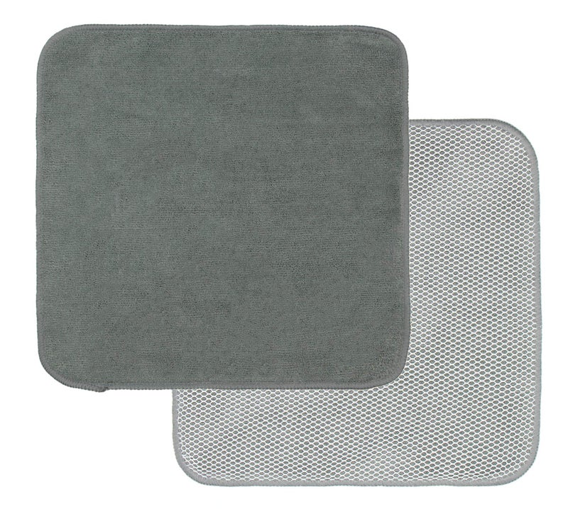 VeraSong Microfiber Dish Cloths Fast Drying Kitchen Cleaning Cloth Dish Rags Dust Cloths Ultra Absorbent Lint Free Washcloths with Poly Scrub Side 12inch x 12inch 8 Pack (Gray) - Image 4